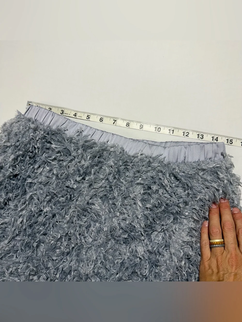 Anthropologie Gray/Blue Shaggy Maxi Skirt
